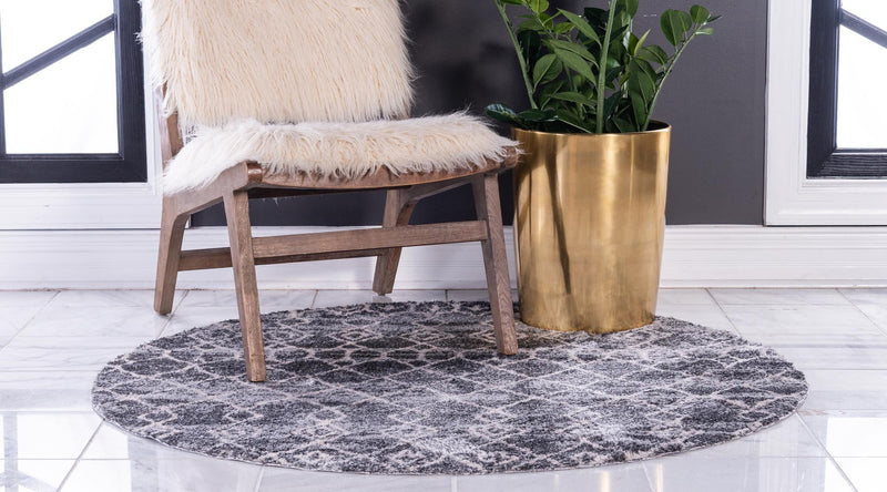 Himalaya Heights Collection Area Rug - Everest Round Dark Gray  lifestyle 28