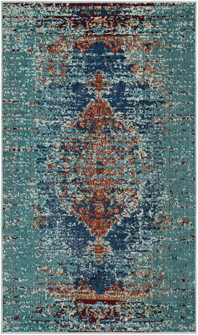 Venetian Tapestry Collection Area Rug -  Giudecca Rectangle Turquoise  lifestyle 3