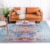 Venetian Tapestry Collection Area Rug -  Giudecca Square Turquoise  lifestyle 30