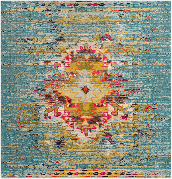 Venetian Tapestry Collection Area Rug -  SanMarco Square Turquoise  lifestyle 18