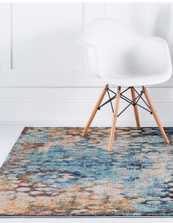 Venetian Tapestry Collection Area Rug - Murano Square Blue  lifestyle 54