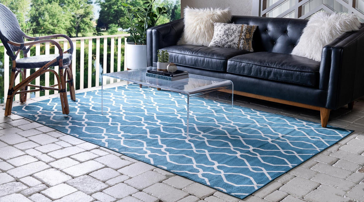 Patio Paradise Collection Area Rug - Lagoon Rectangle Blue  lifestyle 5