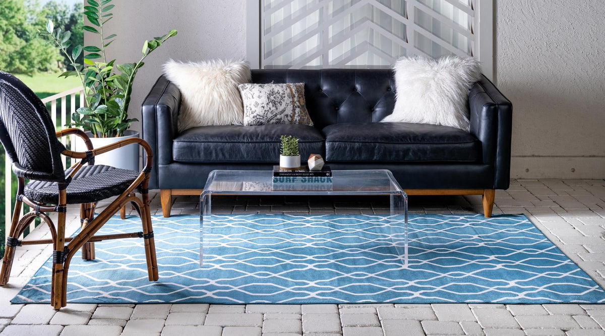 Patio Paradise Collection Area Rug - Lagoon Rectangle Blue  lifestyle 7