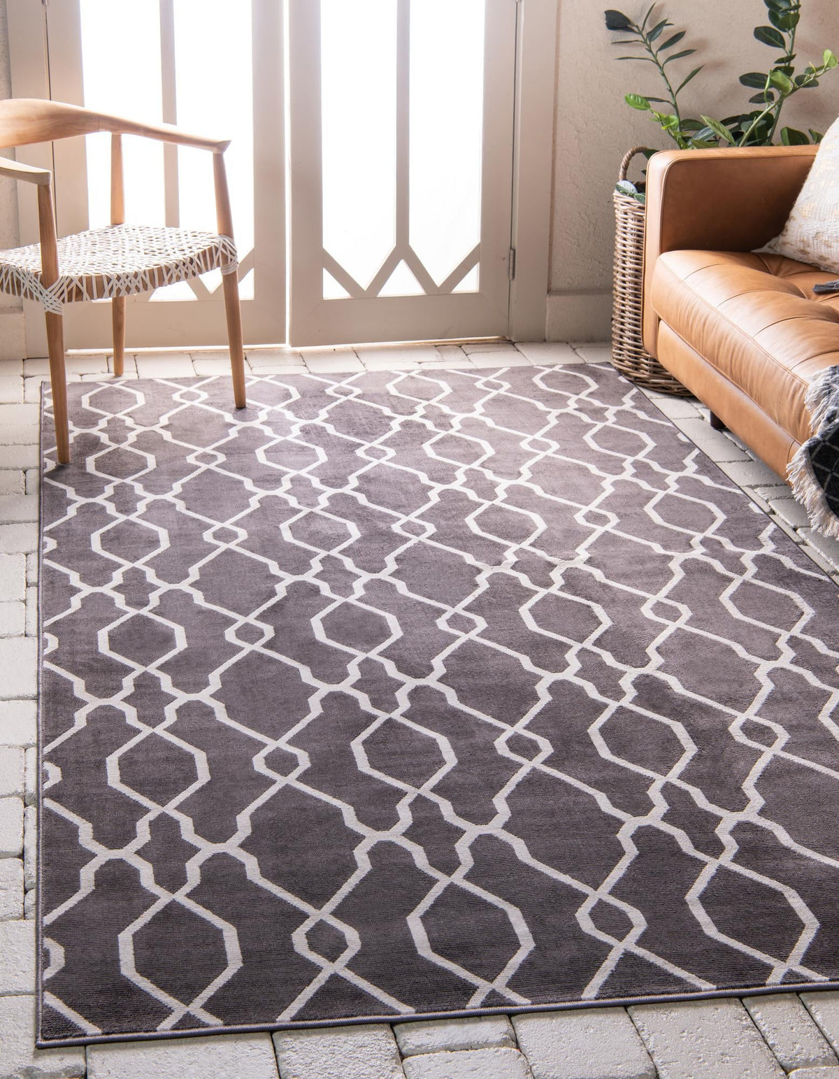 Patio Paradise Collection Area Rug - Lagoon Rectangle Dark Gray  lifestyle 5