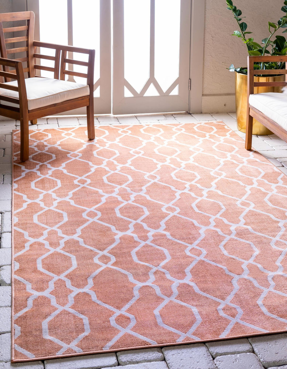 Patio Paradise Collection Area Rug - Lagoon Rectangle Peach  lifestyle 6