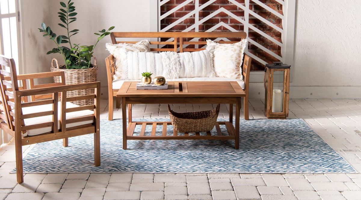 Patio Paradise Collection Area Rug -  Cove Rectangle Blue  lifestyle 8