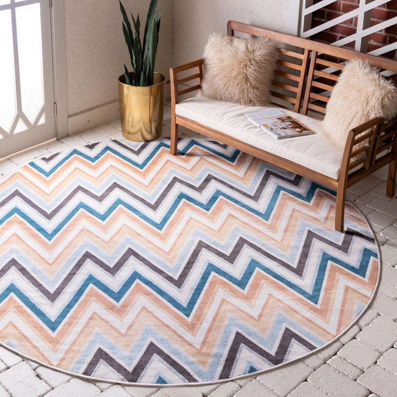 Patio Paradise Collection Area Rug -  Retreat Round Multi  lifestyle 13