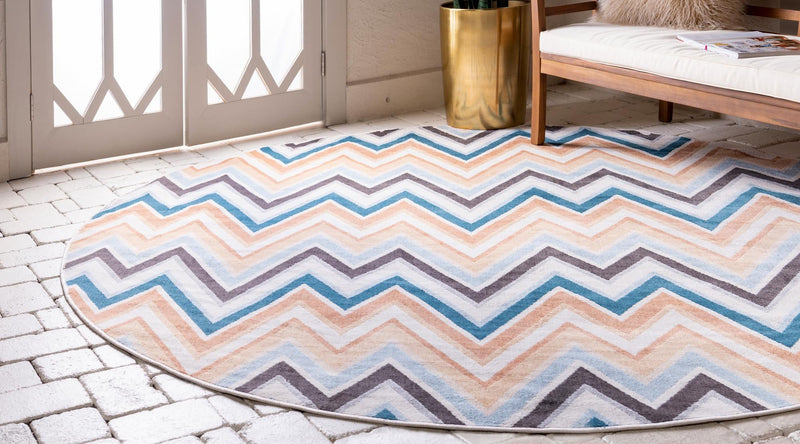 Patio Paradise Collection Area Rug -  Retreat Round Multi  lifestyle 15