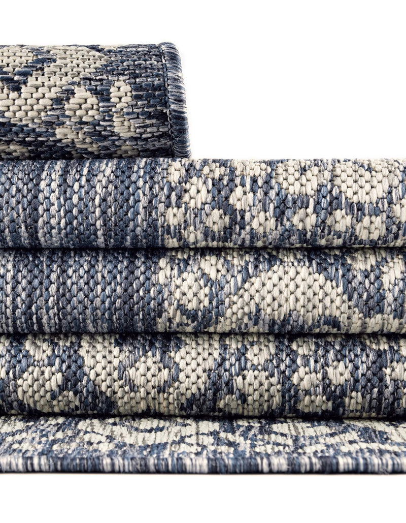 Terrace Fringe Collection Area Rug -  Lanai Oval Blue  lifestyle 143