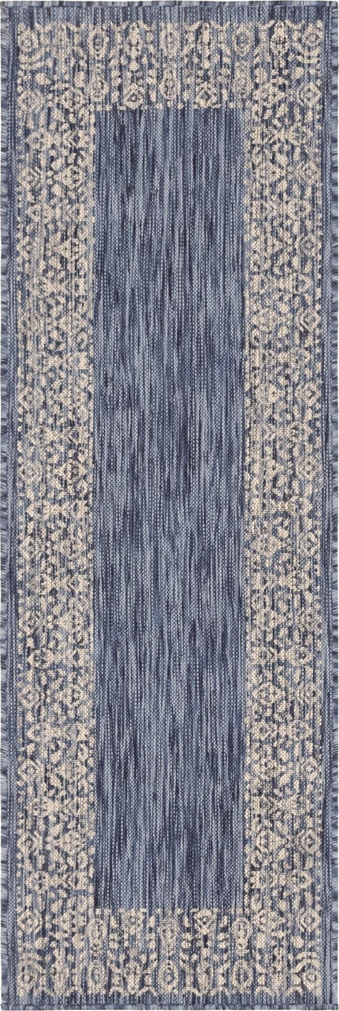 Terrace Fringe Collection Area Rug -  Lanai Runner Blue  lifestyle 98