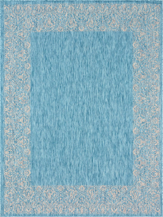 Patio Perimeter Collection Area Rug -  Lanai Rectangle Aqua Main