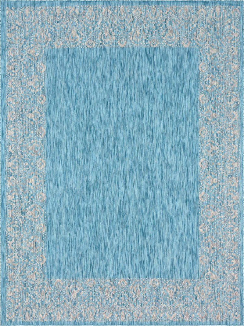 Patio Perimeter Collection Area Rug -  Lanai Rectangle Aqua Main