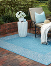 Patio Perimeter Collection Area Rug -  Lanai Rectangle Aqua  lifestyle 4