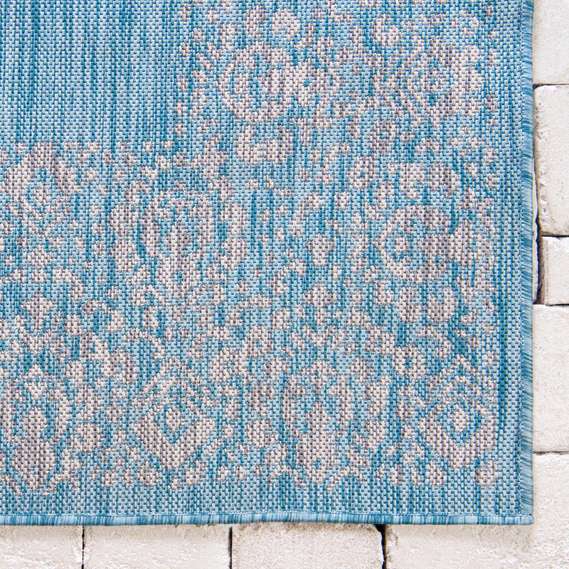 Patio Perimeter Collection Area Rug -  Lanai Rectangle Aqua  lifestyle 16