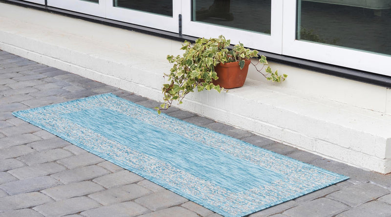 Patio Perimeter Collection Area Rug -  Lanai Runner Aqua  lifestyle 76