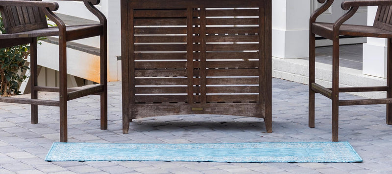 Patio Perimeter Collection Area Rug -  Lanai Runner Aqua  lifestyle 84