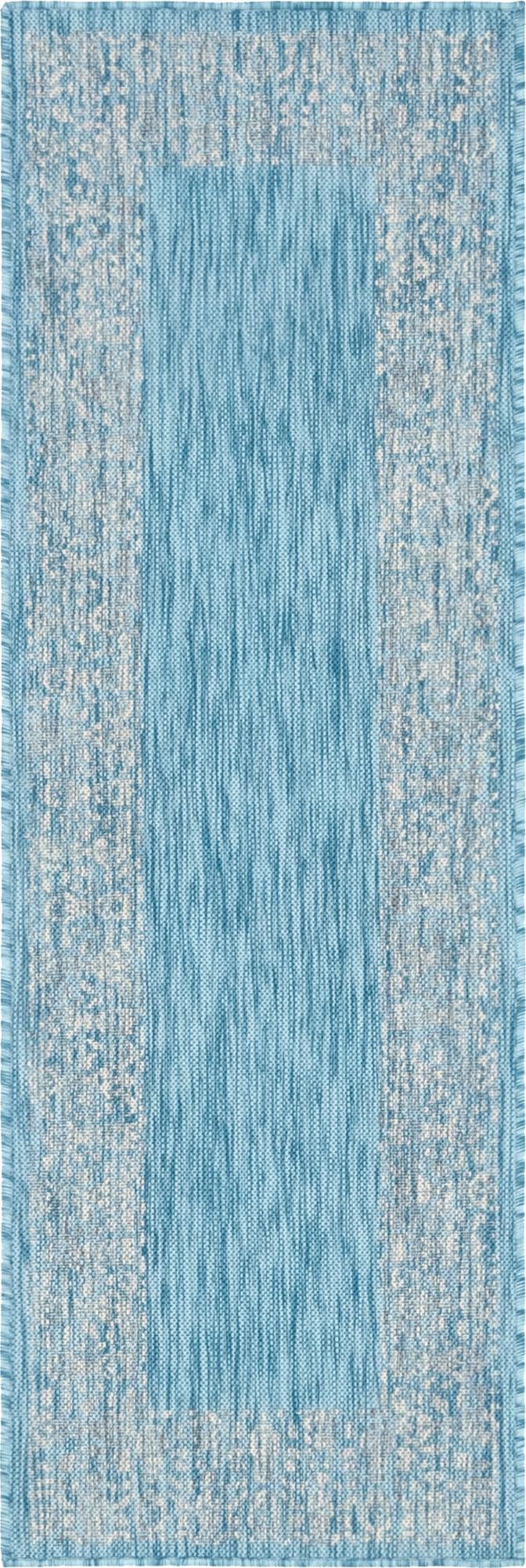 Terrace Fringe Collection Area Rug -  Lanai Runner Aqua  lifestyle 94