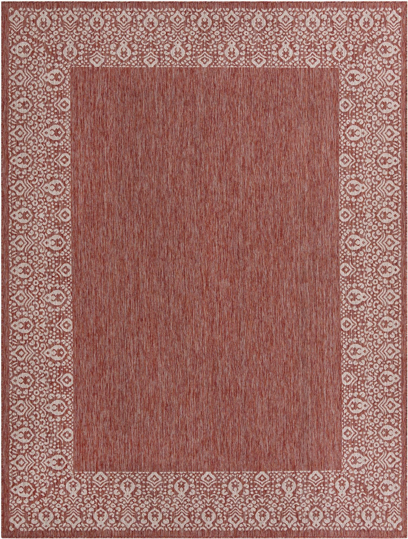Terrace Fringe Collection Area Rug -  Lanai Rectangle Rust Red  lifestyle 5