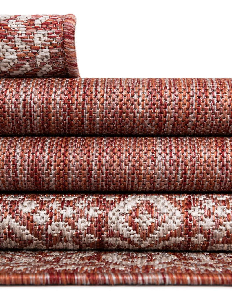 Terrace Fringe Collection Area Rug -  Lanai Rectangle Rust Red  lifestyle 43