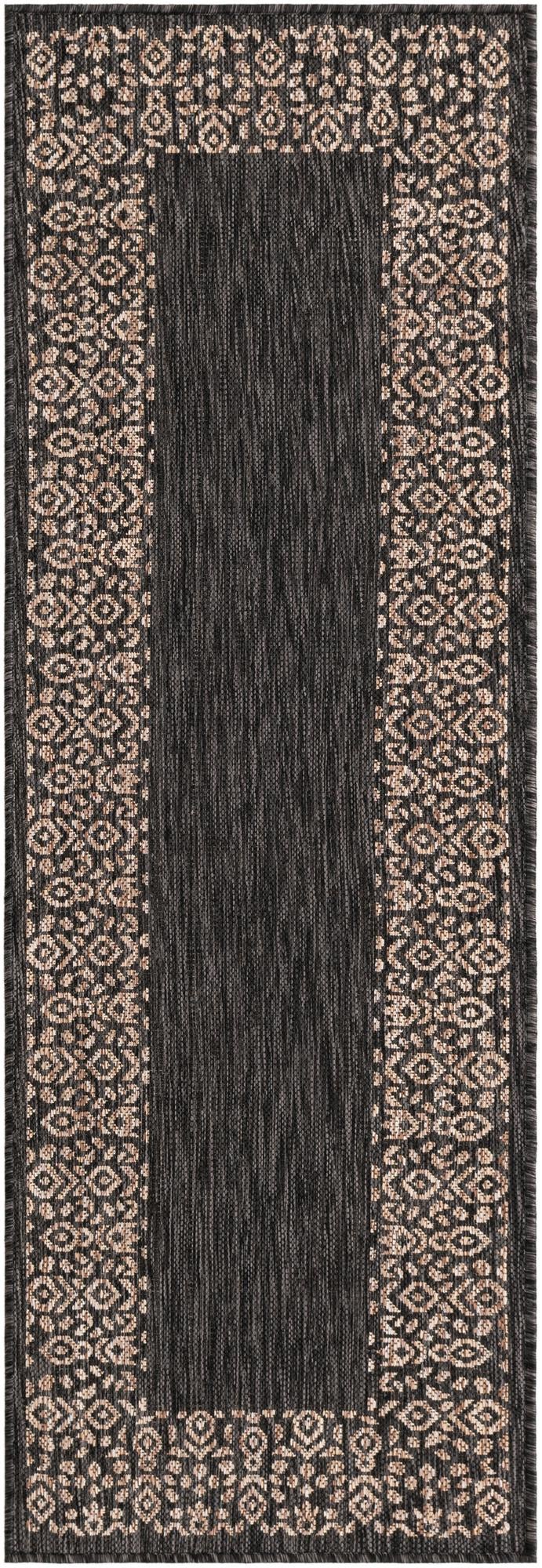 Terrace Fringe Collection Area Rug -  Lanai Runner Charcoal Gray  lifestyle 100