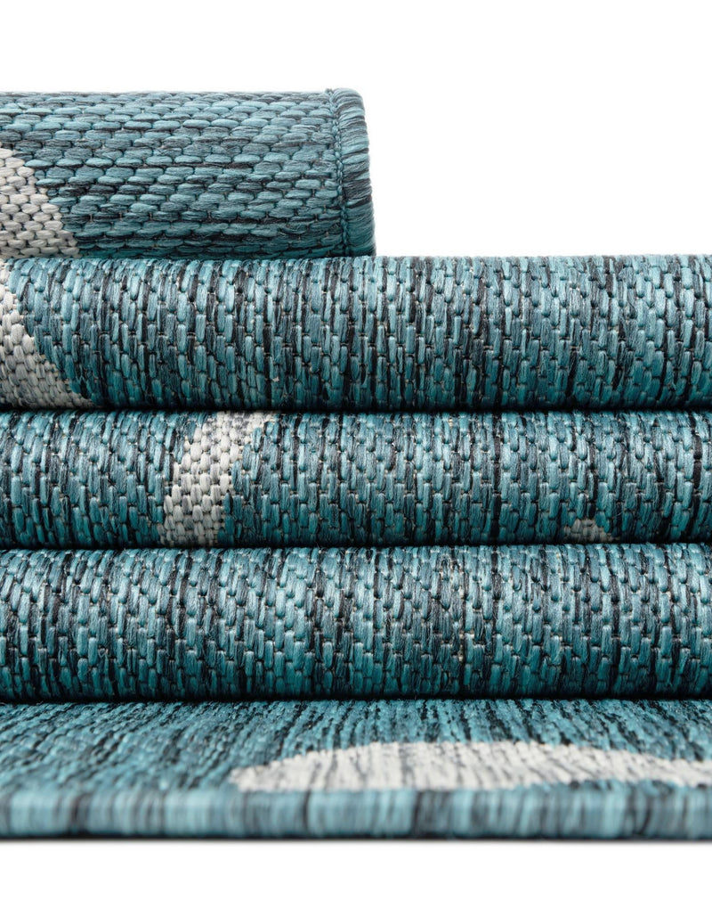 Seaside Blooms Collection Area Rug -  Azure Rectangle Teal  lifestyle 21