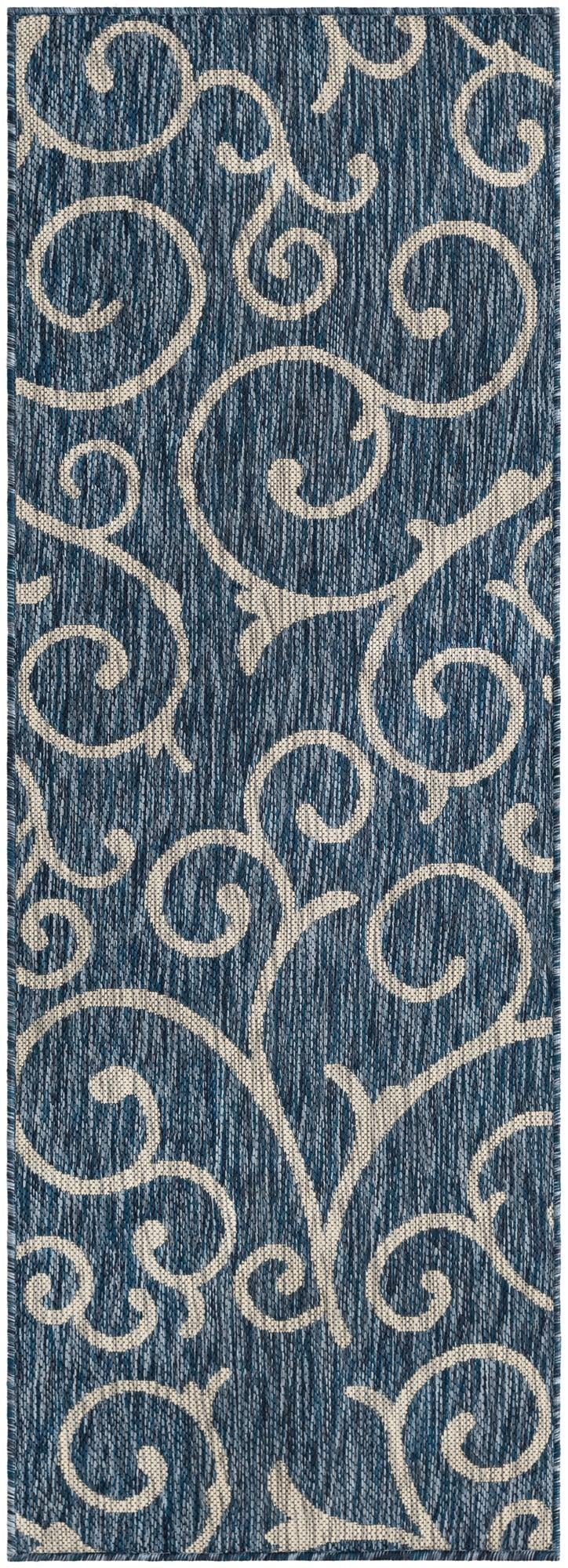 Seaside Blooms Collection Area Rug -  Azure Runner Blue  lifestyle 121