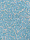 Seaside Blooms Collection Area Rug -  Azure Rectangle Light Aqua  lifestyle 6