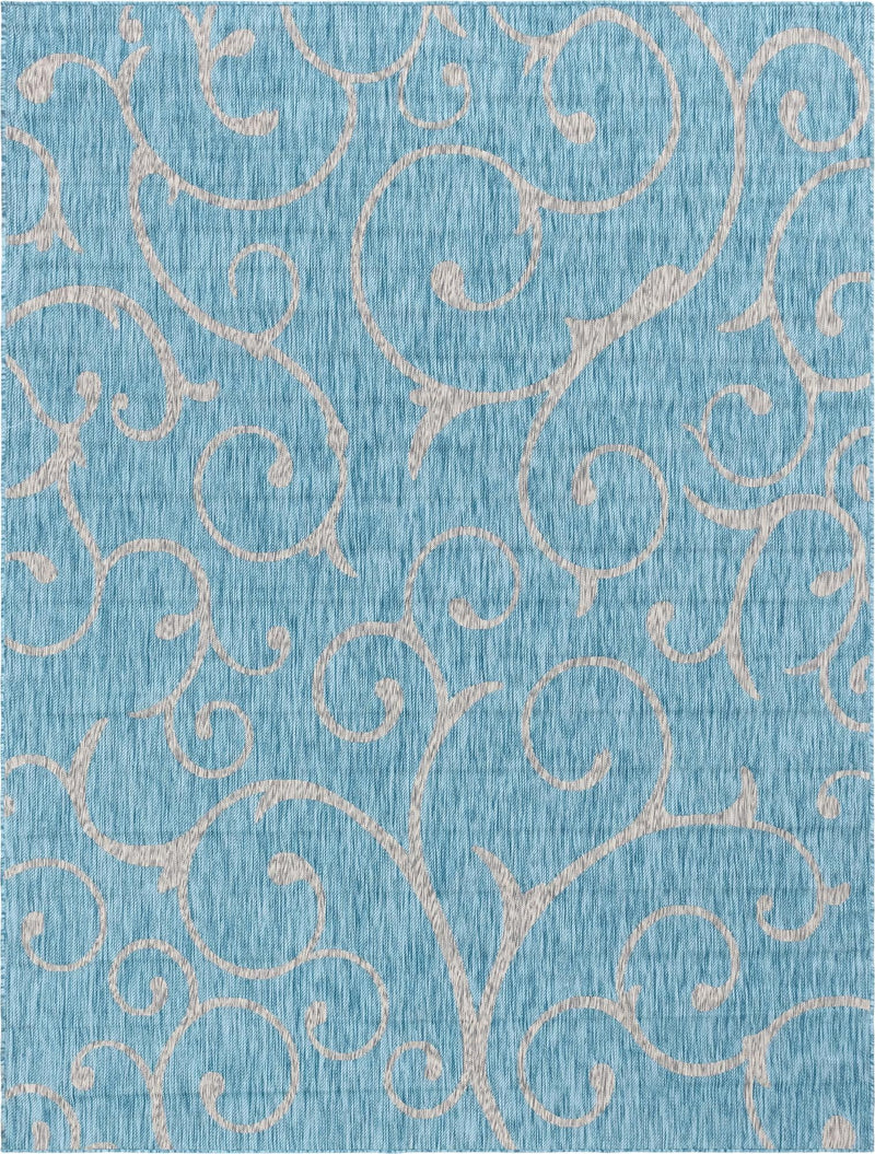 Seaside Blooms Collection Area Rug -  Azure Rectangle Light Aqua  lifestyle 6
