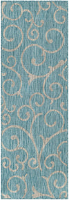Seaside Blooms Collection Area Rug -  Azure Runner Light Aqua  lifestyle 130