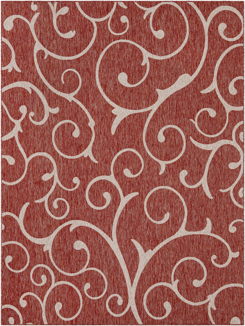 Seaside Blooms Collection Area Rug -  Azure Rectangle Rust Red  lifestyle 7