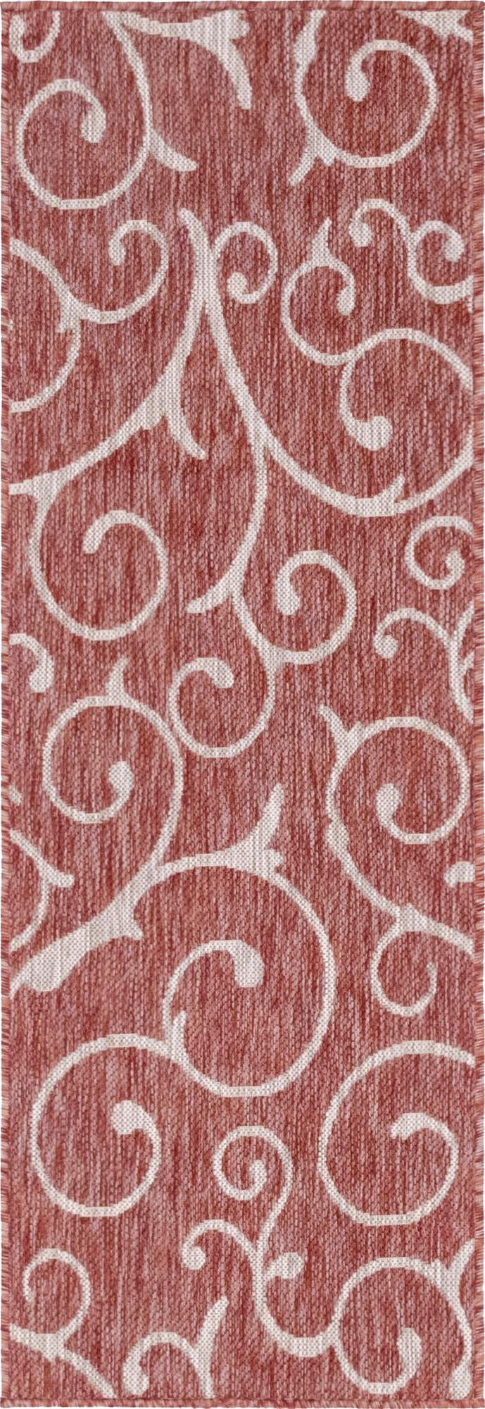 Seaside Blooms Collection Area Rug -  Azure Runner Rust Red  lifestyle 132