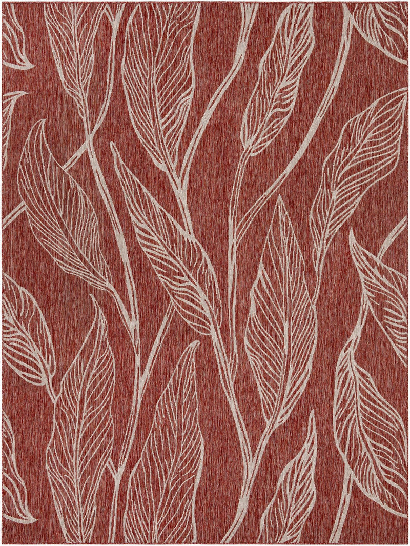 Garden Terrace Escape Collection Area Rug -  Evergreen (Rust Red) Rectangle Rust Red Main