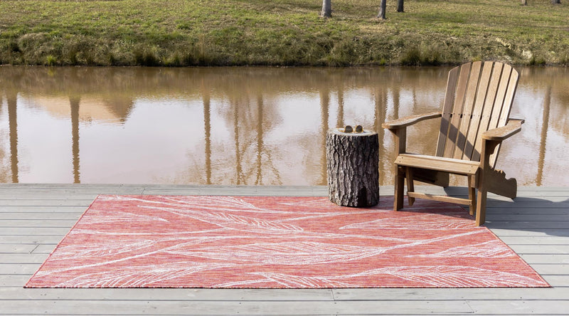Garden Terrace Escape Collection Area Rug -  Evergreen (Rust Red) Rectangle Rust Red  lifestyle 3