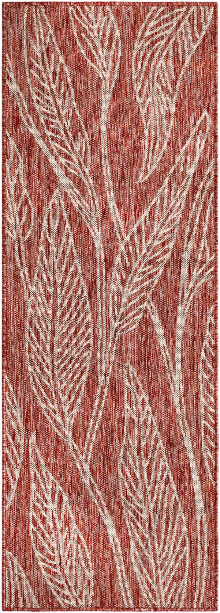 Garden Terrace Escape Collection Area Rug -  Evergreen (Rust Red) Runner Rust Red Main