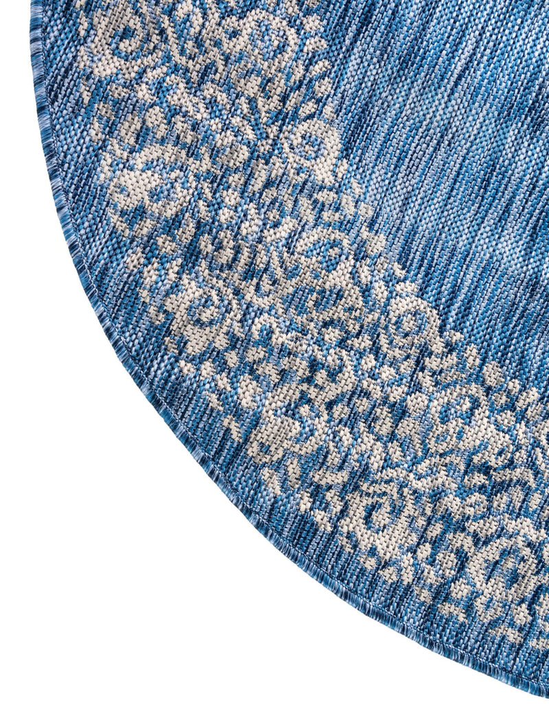 Patio Perimeter Collection Area Rug -  Lanai Round Blue  lifestyle 107