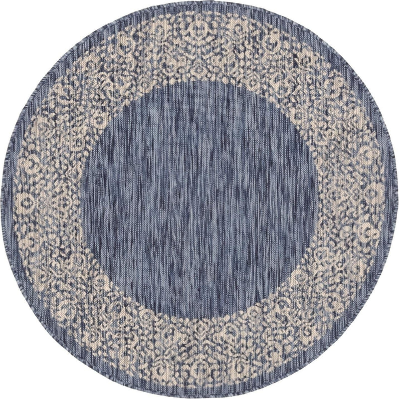 Terrace Fringe Collection Area Rug -  Lanai Round Blue  lifestyle 97