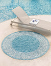Terrace Fringe Collection Area Rug -  Lanai Round Aqua  lifestyle 93