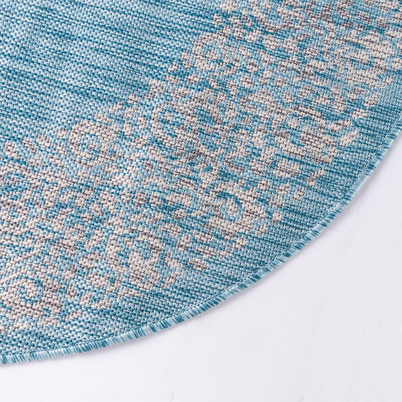 Patio Perimeter Collection Area Rug -  Lanai Round Aqua  lifestyle 11