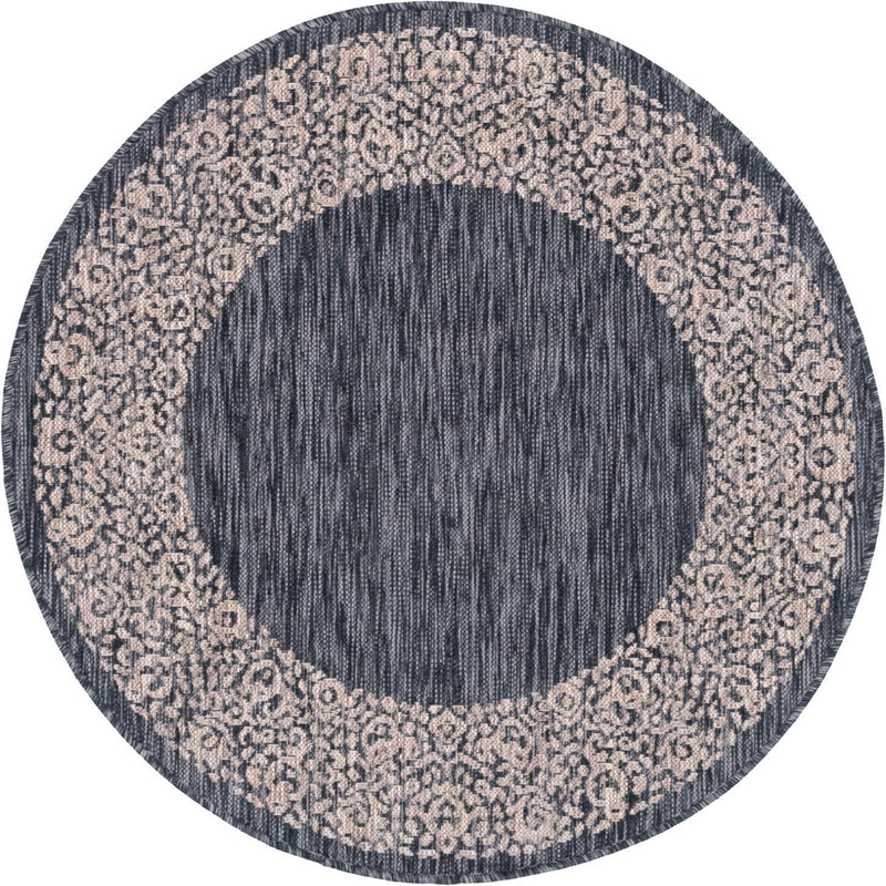 Patio Perimeter Collection Area Rug -  Lanai Round Charcoal Gray Main