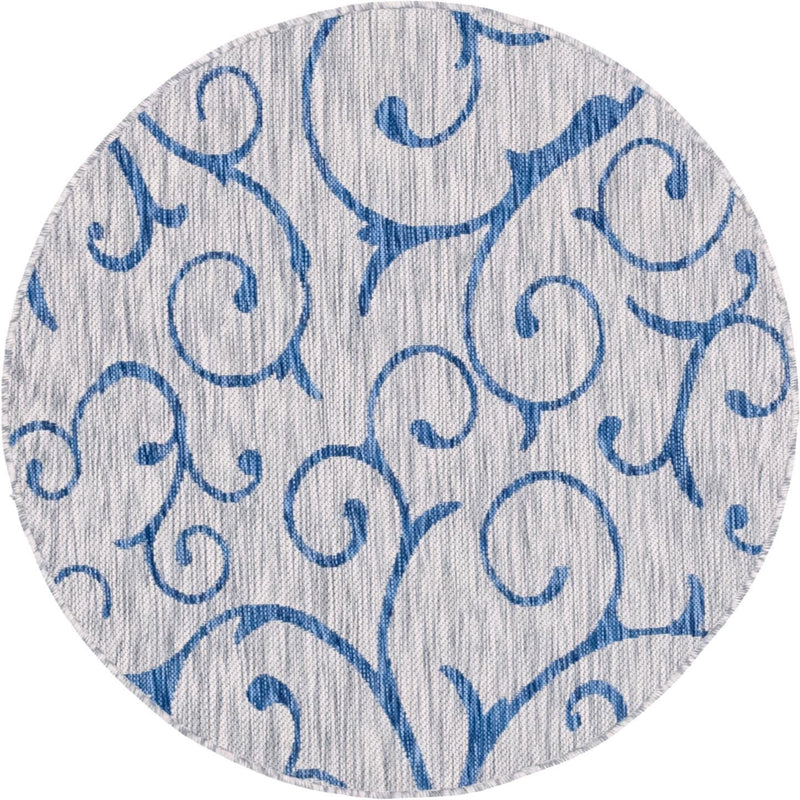Garden Terrace Escape Collection Area Rug -  Azure Round Gray Main