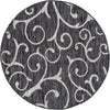 Seaside Blooms Collection Area Rug -  Azure Round Charcoal Gray  lifestyle 123