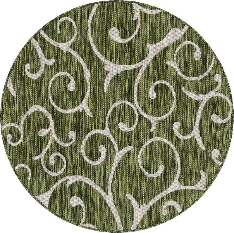 Seaside Blooms Collection Area Rug -  Azure Round Green  lifestyle 126