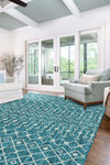 Garden Lattice Oasis Collection Area Rug -  Pergola (Teal) Rectangle Teal  lifestyle 3