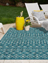 Garden Lattice Oasis Collection Area Rug -  Pergola (Teal) Rectangle Teal  lifestyle 5