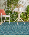 Garden Lattice Oasis Collection Area Rug -  Pergola (Teal) Rectangle Teal  lifestyle 13