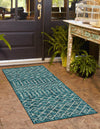 Garden Lattice Oasis Collection Area Rug -  Pergola (Teal) Runner Teal  lifestyle 17