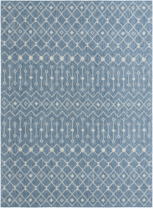 Garden Lattice Oasis Collection Area Rug -  Pergola (Blue) Rectangle Blue Main