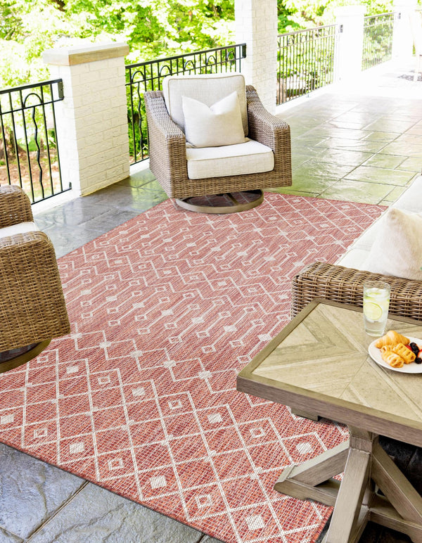 Garden Lattice Oasis Collection Area Rug -  Pergola (Rust Red) Rectangle Rust Red  lifestyle 5