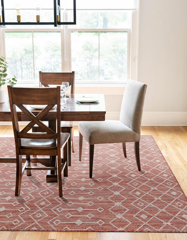 Garden Lattice Oasis Collection Area Rug -  Pergola (Rust Red) Rectangle Rust Red  lifestyle 6