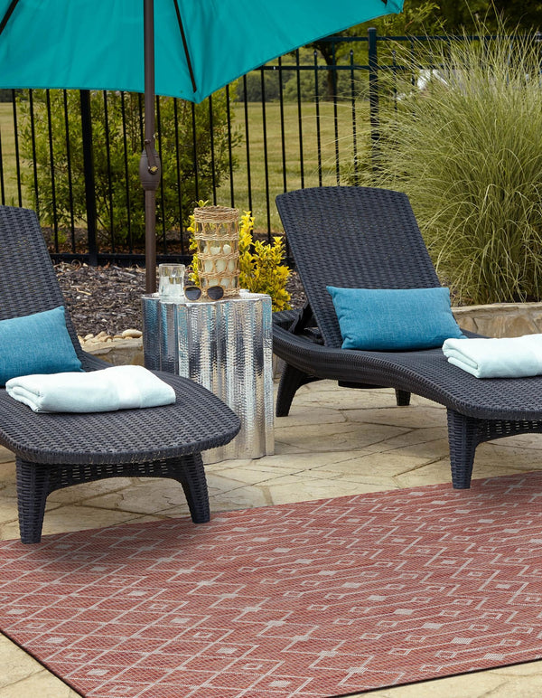 Garden Lattice Oasis Collection Area Rug -  Pergola (Rust Red) Rectangle Rust Red  lifestyle 8
